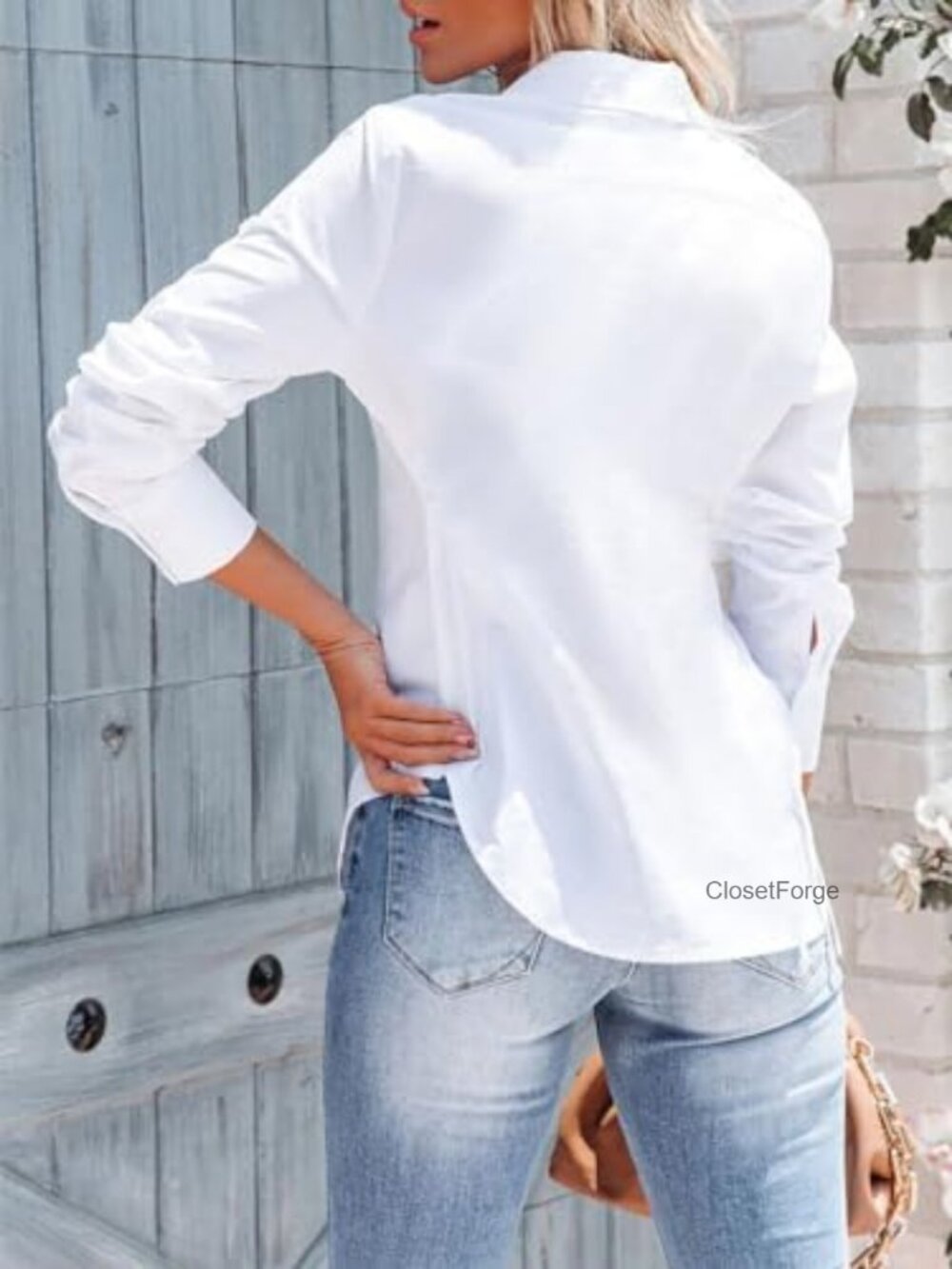 Women's Button Down Shirt Long Sleeve Wrinkle Free Blouse - Picture 2 of 7
